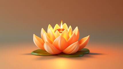 Fototapeta na wymiar Buddha statue with lotus flower and candle light side on river. Generative Ai
