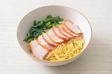 Barbecue Red Pork Noodles with Soup