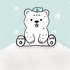 kawaii polar bear cartoon style