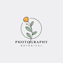 flower minimal luxury bouquet wedding boho botanical logo design vector graphic illustration