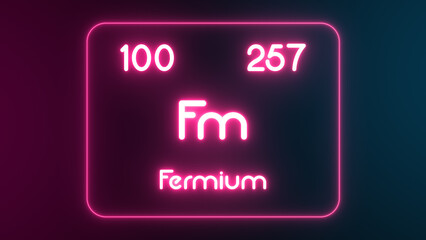 Modern periodic table Fermium element neon text Illustration