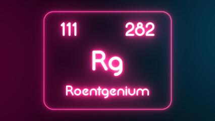 Modern periodic table Roentgenium element neon text Illustration