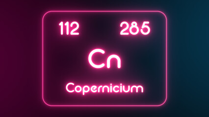 Modern periodic table Copernicium element neon text Illustration