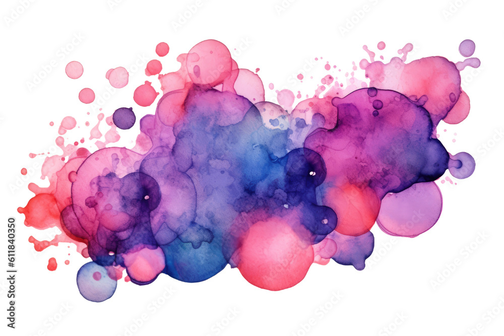 Canvas Prints a cluster of indigo and magenta abstract watercolor floating bubbles, isolated on a transparent back