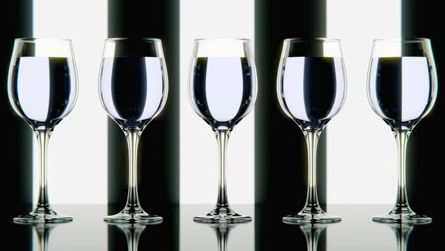 Wine glasses filled with water. Loop video