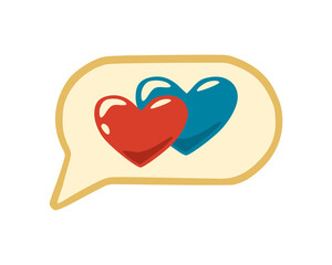 Dating app, love chat logo icon. Online love chat symbol.  Design for greeting card, invitation, print, sticker. Illustration for valentine's day.