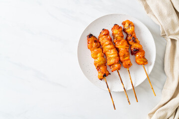grilled chicken skewer yakitori serve in izakaya style