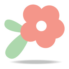 Vector image of flower and leaves on white background.