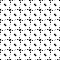  Background with abstract shapes. Black and white texture. Seamless monochrome repeating pattern  for decor, fabric, cloth. 