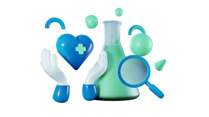 Set collection of 3d health care icon for social media, landing page, and app