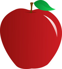 Red apple with leaf icon symbol logo transparent background