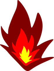 Illustration and flat design. Illustration of fire isolated on white