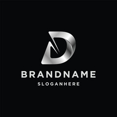 D letter black white grey silver logo vector creative company icon design 3d template 