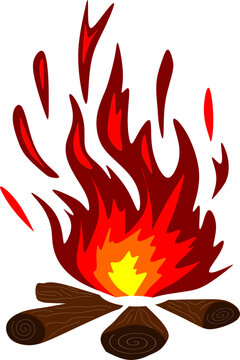 Illustration and flat design. Bonfire isolated on white. a simple icon.