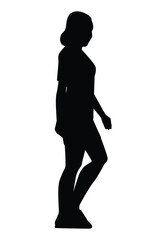 Woman silhouette vector on white background ,people in black and white, illustration for creative content.
