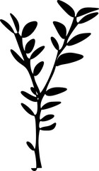 silhouette of a wild small tree isolated on white