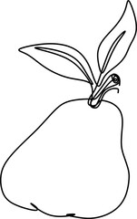 one line art. one continues line art. a water apple isolated on white