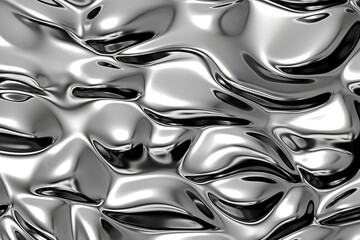 A shiny chrome wavy metal background texture. Created with Generative AI technology - obrazy, fototapety, plakaty