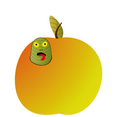 funny worm in apple