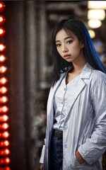Obraz premium scientist researcher asian woman wearing lab coat at laboratory, Generative AI