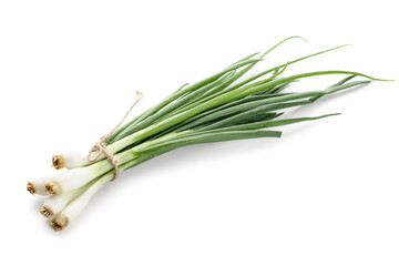 Fresh green onion on white background