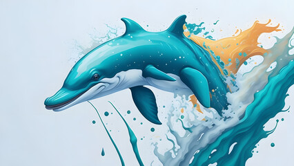 Watercolor Splash Mutated Dolphin, Generative AI