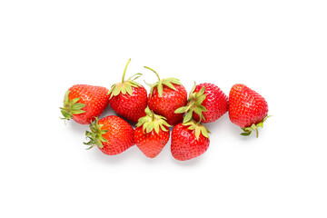 Fresh strawberries on white background