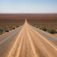 Fototapeta na wymiar local dirt road in lonely desert, generative art by A.I.