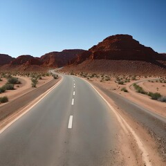 Fototapeta na wymiar local dirt road in lonely desert, generative art by A.I.
