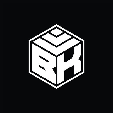recommend clip art: BK Logo monogram with hexagon geometric isolated outline design template