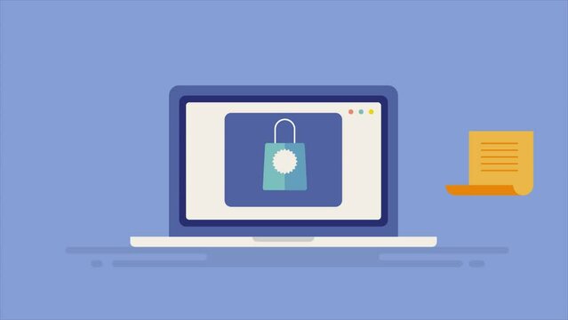 Person using discount code for online shopping, online purchase with credit card, ecommerce promo code at checkout on laptop, video animation concept.