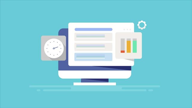 High seo ranking position, search engine optimization and driving web traffic to website on computer screen. Digital marketing video animation.