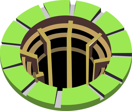 illustration of 3d holes, 3d infiltration wells, 3d water wells vector