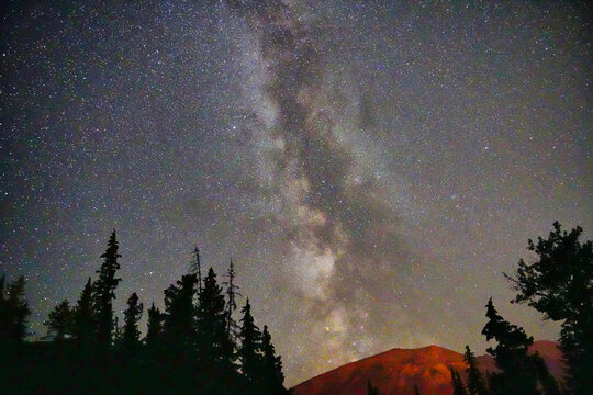 The Milky way galaxy captured in this stunning night shot above the Dark sky preserve at Jasper in the Canada rockies