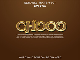 choco text effect, font editable, typography, 3d text. vector template