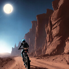 futuristic sci fi of bike on mar, Generative AI