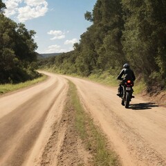 futuristic sci fi of bike on dirt road, Generative AI