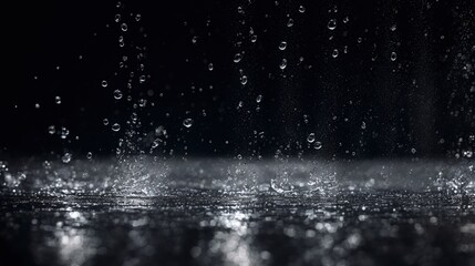 雨などの水が地面に落ちる瞬間のアップ　Generative AI