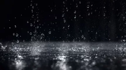 Fotobehang 雨などの水が地面に落ちる瞬間のアップ　Generative AI © tota