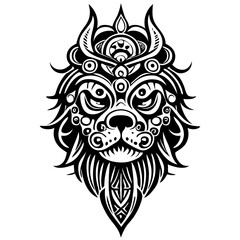 Obraz premium Foo dog illustration tattoo artwork warrior