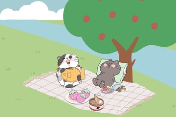 Summer Spring season picnic food beverage basket weekend holiday activity relax rest funny