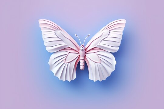  a paper butterfly on a purple background with a blue background and a light blue background with a light pink butterfly on it's wings.  generative ai