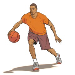 Basketball Player Dribble Isolated Illustration. generative ai