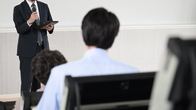 セミナーやセミナーや講演会、大学の授業の様子　顔無しで使いやすい動画