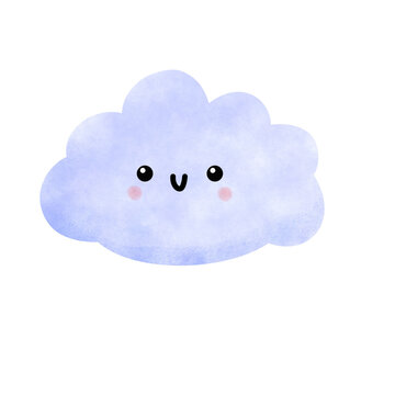 Smiling cloud watercolor cute cartoon element illustration