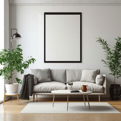 Blank Poster Frame Living Room Mock Up