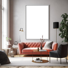 Blank Poster Frame Living Room Mock Up