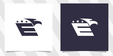 letter e with eagle logo design