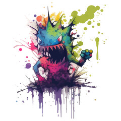 Obraz na płótnie Canvas Cute Monsters and watercolour 