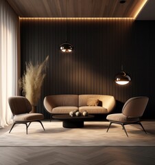 Close-Up of Stylish Modern Loft Living room